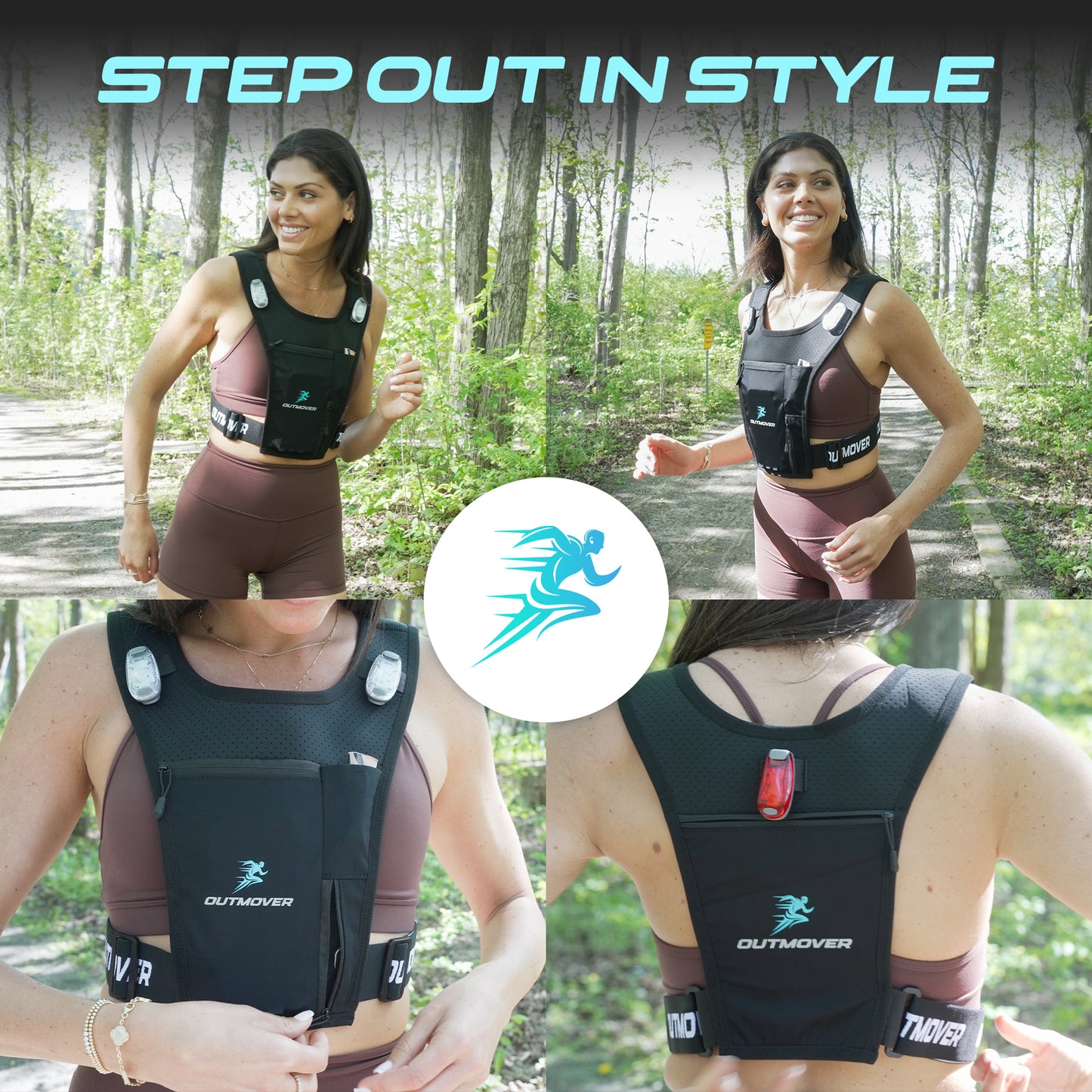 LED Running Vest for Men & Women – Reflective, Lightweight Hydration Pack with 4 Pockets