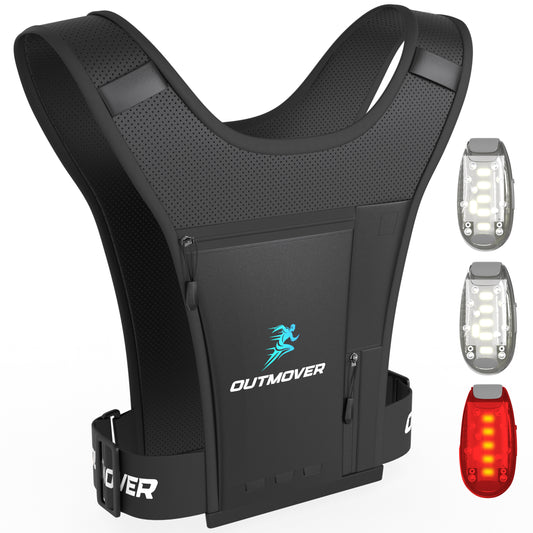 LED Running Vest for Men & Women – Reflective, Lightweight Hydration Pack with 4 Pockets