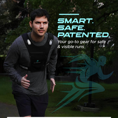 LED Running Vest for Men & Women – Reflective, Lightweight Hydration Pack with 4 Pockets